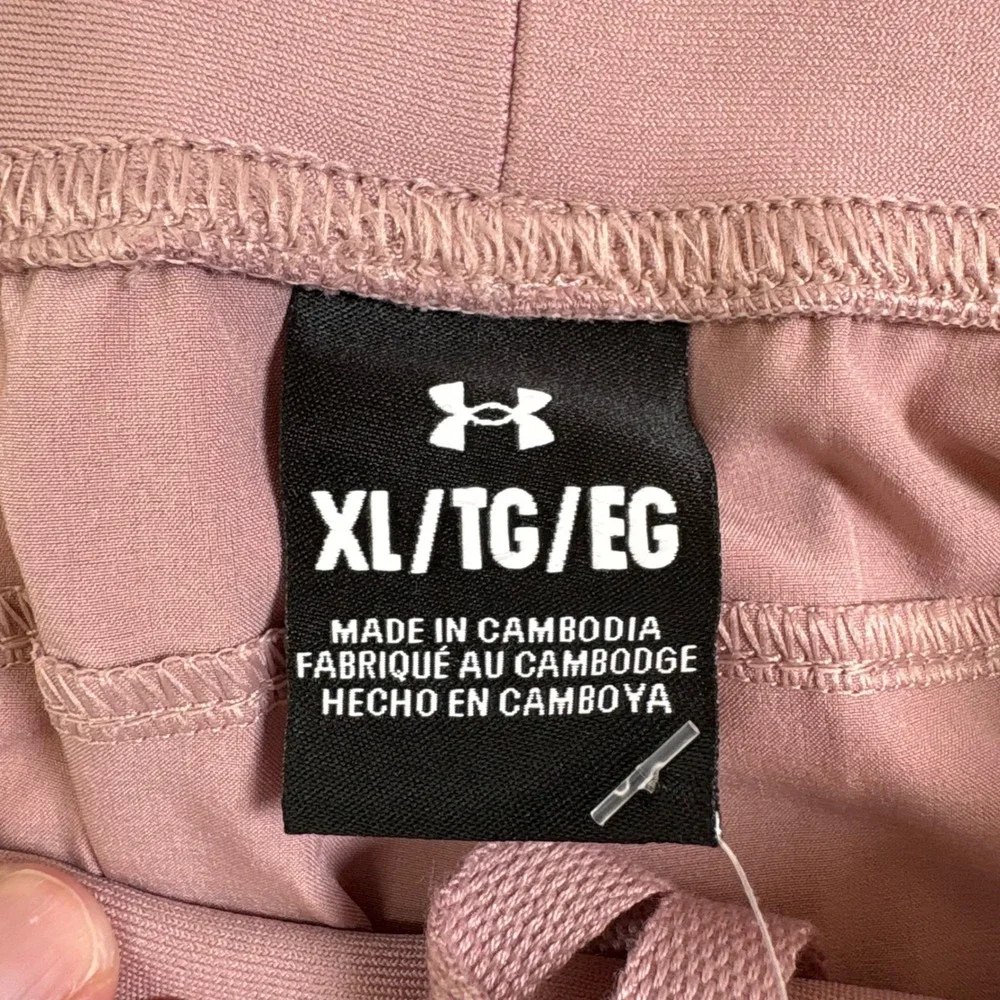 Under Armour Womens Rival Hi Rise Woven Pant XL Mauve Pink Joggers 1382727 NEW